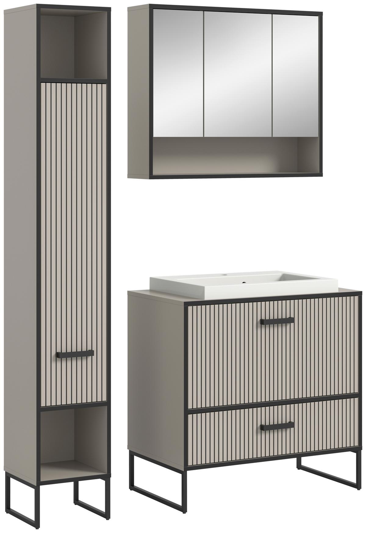 Badezimmer Bagno Schwarz/kaschmir B:110cm - Kaschmir/Schwarz, MODERN, Holzwerkstoff (110cm) - MID.YOU