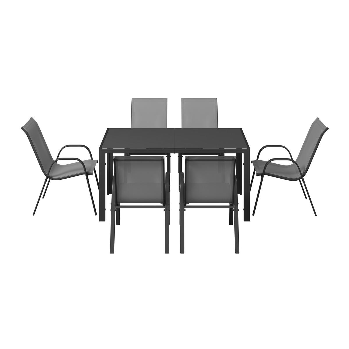 Gartenset Barcelona - Dunkelgrau, MODERN, Glas/Textil (150/73/80cm) - Beldano