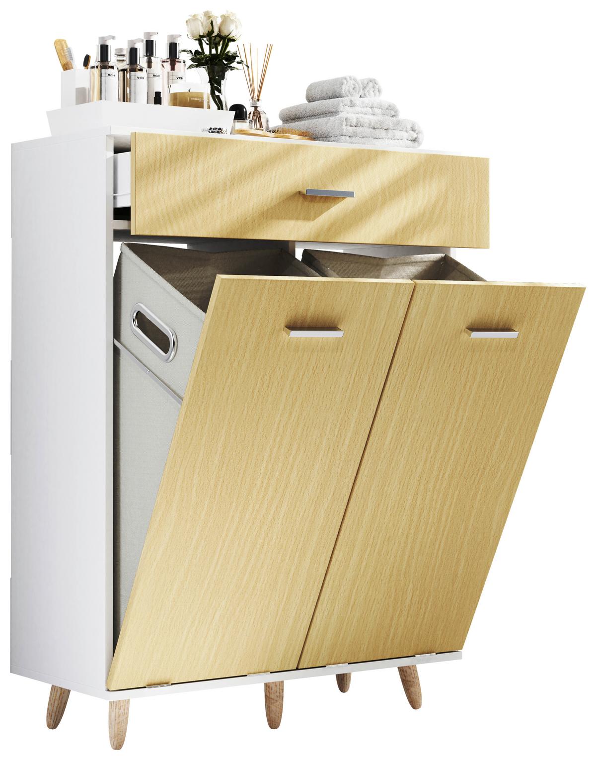 Midischrank Landos M Weiß/Hongieichefarben, B: 79cm - Honigeiche/Weiß, MODERN, Holzwerkstoff/Kunststoff (79/107/35cm) - MID.YOU