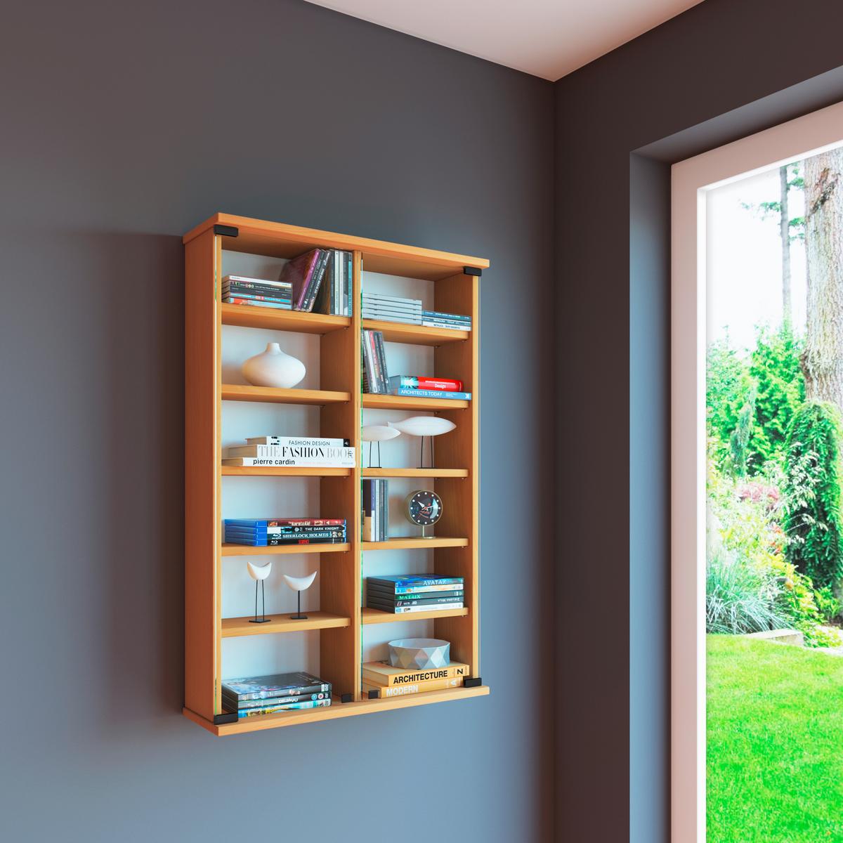 Cd Regal Mit Glastüren Zuntisa 60 Cm Buche Dekor - Buchefarben, KONVENTIONELL, Glas/Holzwerkstoff (60/91,5/18cm) - MID.YOU