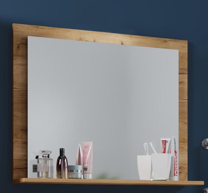 Badspiegel Vcb10 BxH: 60x65 cm mit Ablage Eiche Dekor - Eichefarben/Honig, Basics, Holzwerkstoff (60/65/16,6cm) - MID.YOU