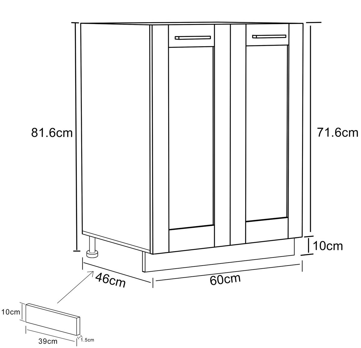 Küchenunterschrank Colura - Anthrazit/Weiß, Trend, Holzwerkstoff/Kunststoff (60/82/46cm) - MID.YOU