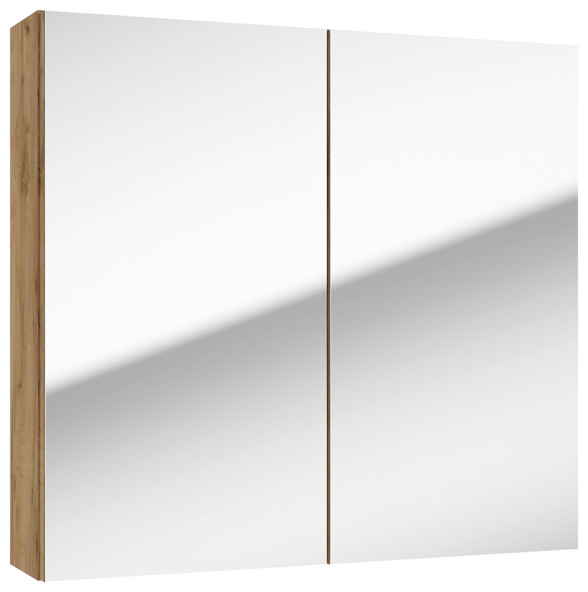 Spiegelschrank Locca Sps 2-Türig Eiche Dekor - Eichefarben/Transparent, KONVENTIONELL, Glas/Holzwerkstoff (65/60/15cm) - MID.YOU