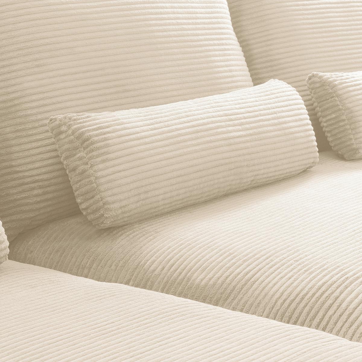 Ecksofa Berlin Creme Cord 172x313 cm - Creme/Schwarz, Design, Textil (172/313cm) - P & B