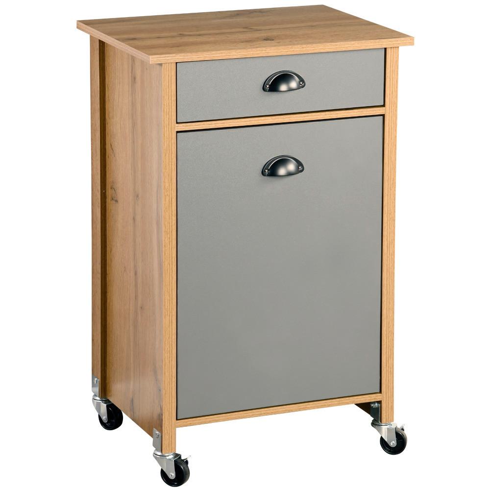 Allzweckwagen Küchenwagen Ink. Abfalleimer - Eichefarben/Grau, Basics, Holzwerkstoff (50/37/79cm) - Kesper