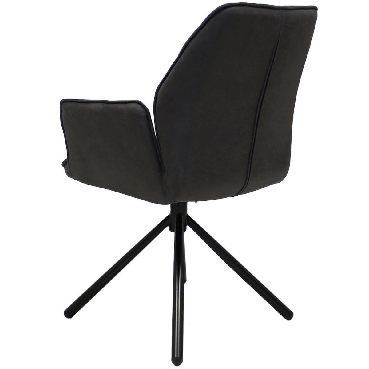 Armlehnstuhl Donny - Dunkelgrau/Anthrazit, LIFESTYLE, Textil/Metall (58/92/52cm) - MID.YOU