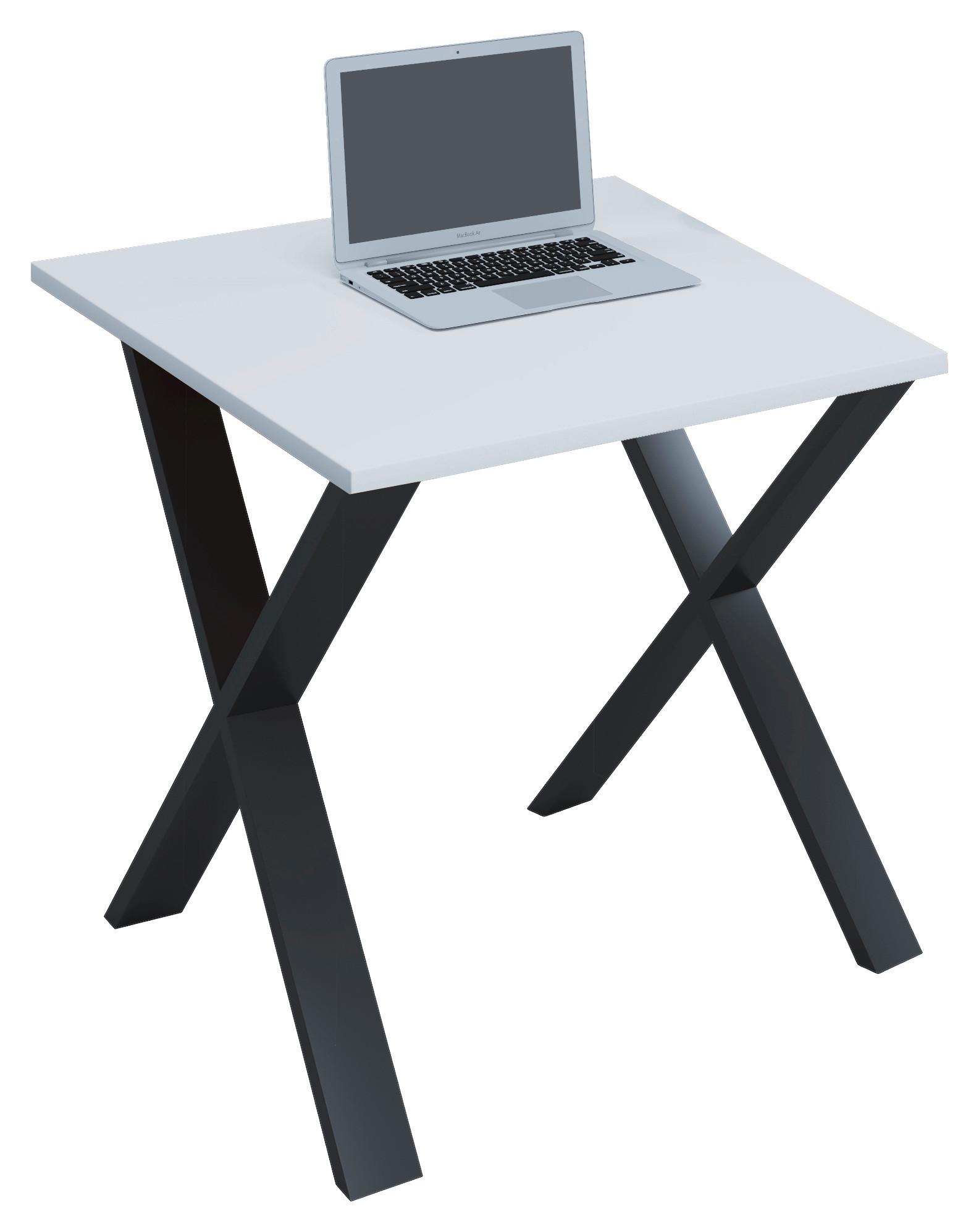 Schreibtisch Lona Weiß B: 80 cm - Schwarz/Weiß, MODERN, Holzwerkstoff/Metall (80/80/76cm) - MID.YOU