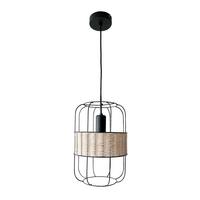 Pendelleuchte, Exkl. E27 60687 Nature - Sandfarben/Schwarz, Trend, Kunststoff/Textil (22/150cm) - Fischer & Honsel