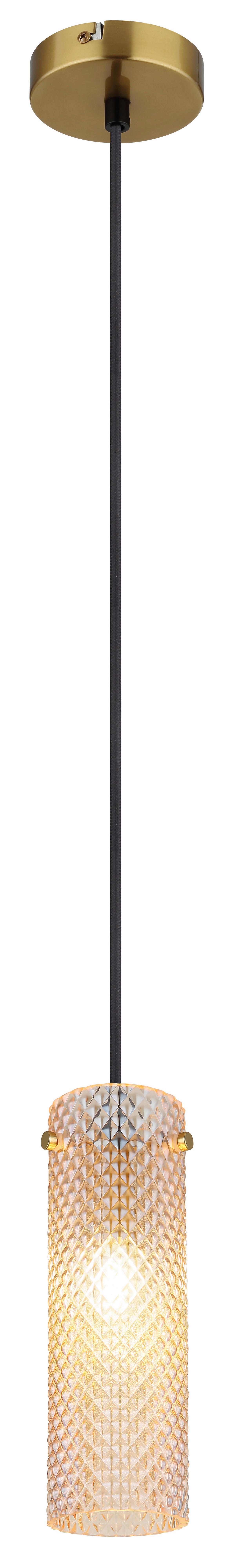 ZÁVĚSNÉ SVÍTIDLO KAROLO - oranžová/černá, Konvenční, kov/textil (10/120cm) - Globo