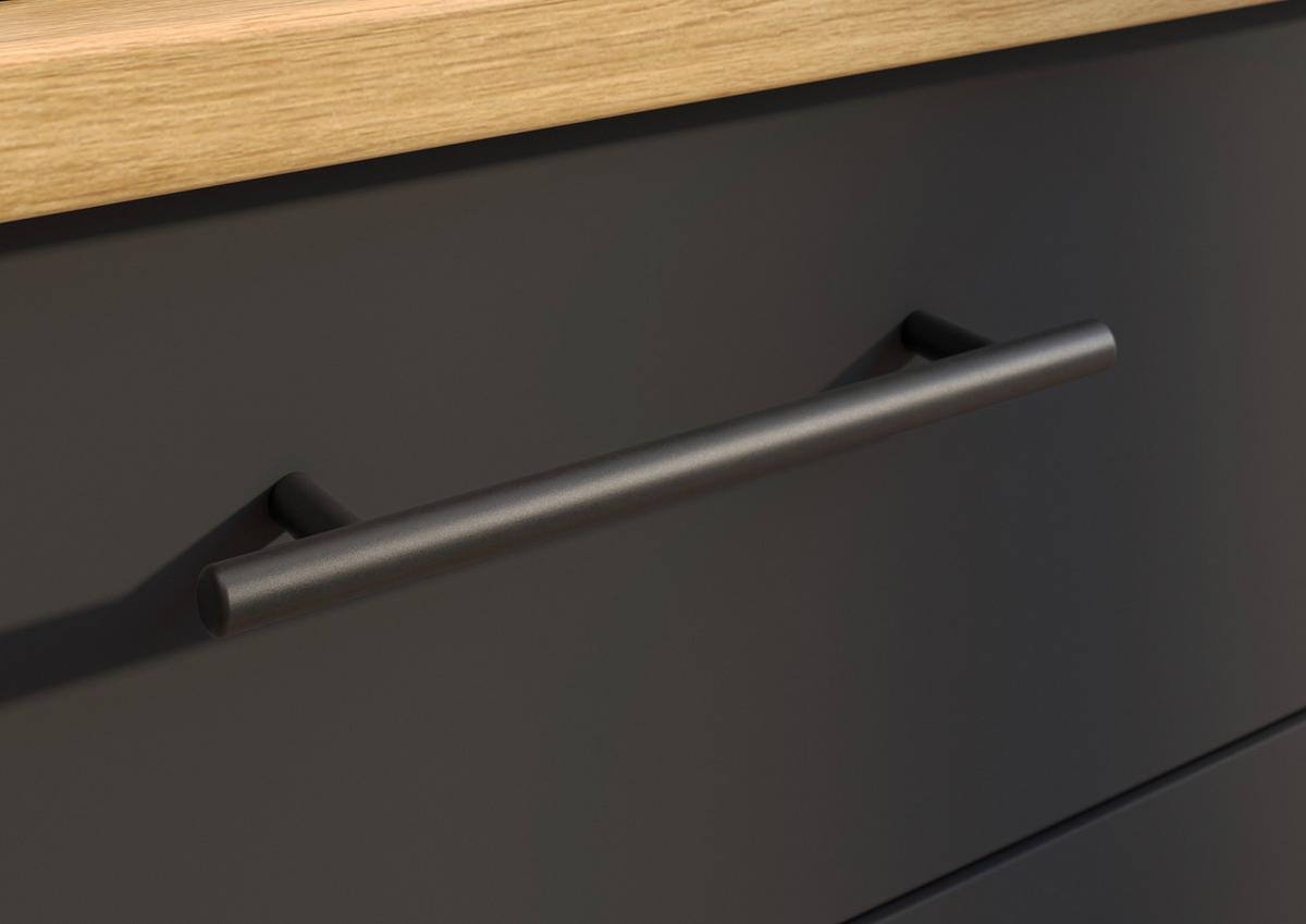 Küchenblock Berlin Schwarz/Eiche Dekor B: 260 cm - Schwarz/Eiche Artisan, Design, Holzwerkstoff (260cm) - MID.YOU