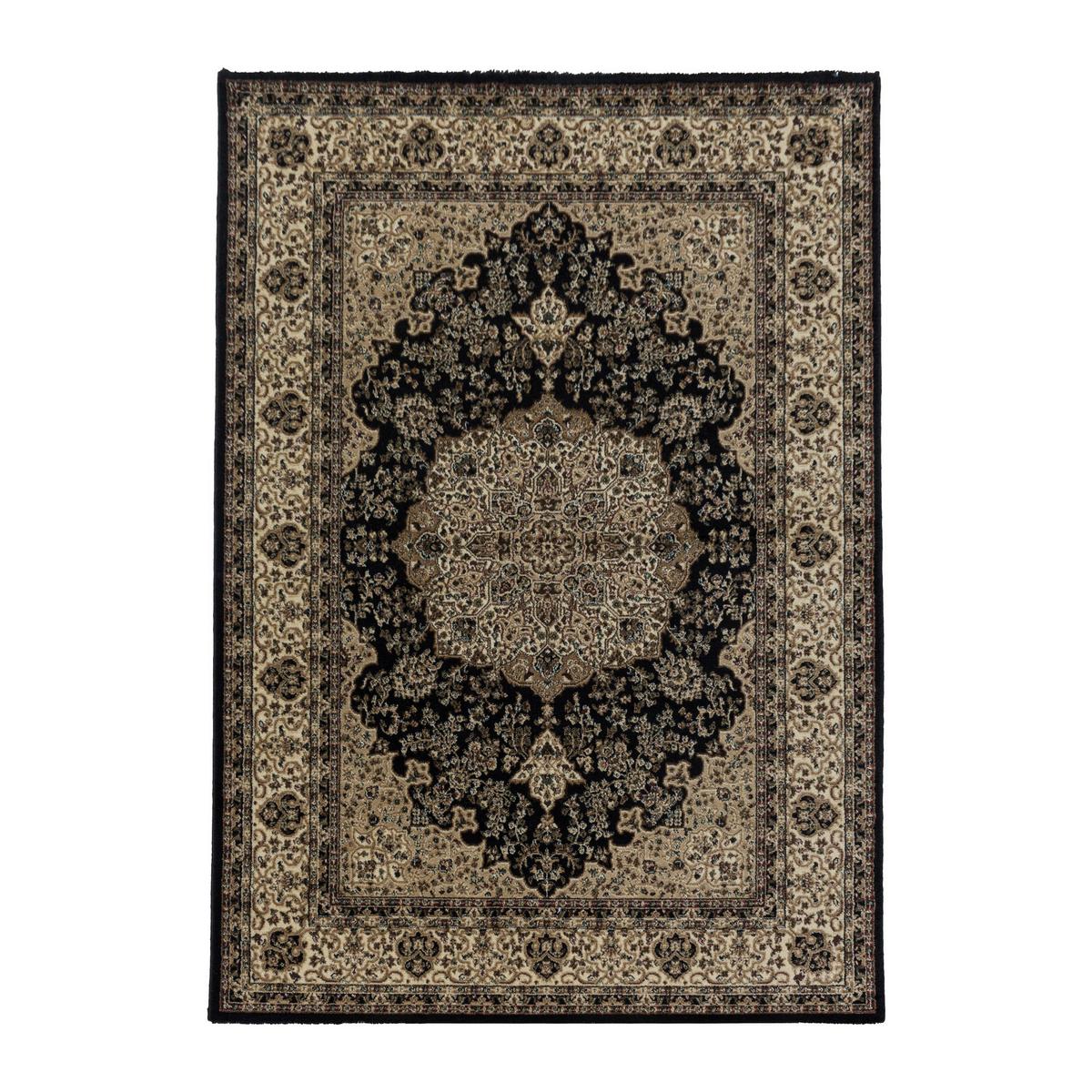 Orientalischer Webteppich Schwarz Kashmir 120x170 cm - Schwarz, LIFESTYLE, Textil (120/170cm)