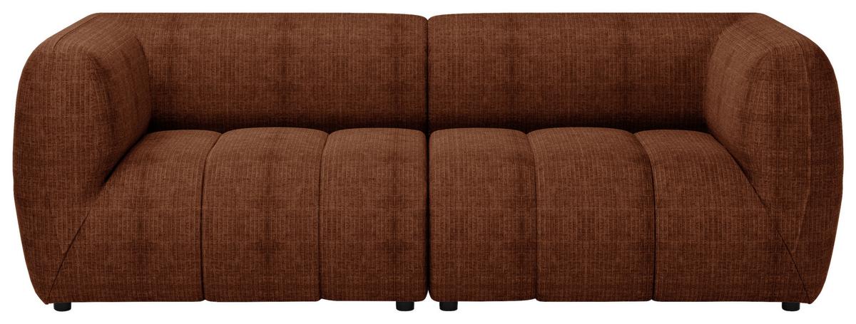 Sofa Laos Terracotta/Schwarz, 240 cm - Terracotta/Schwarz, Design, Textil (240/80/95cm) - MID.YOU