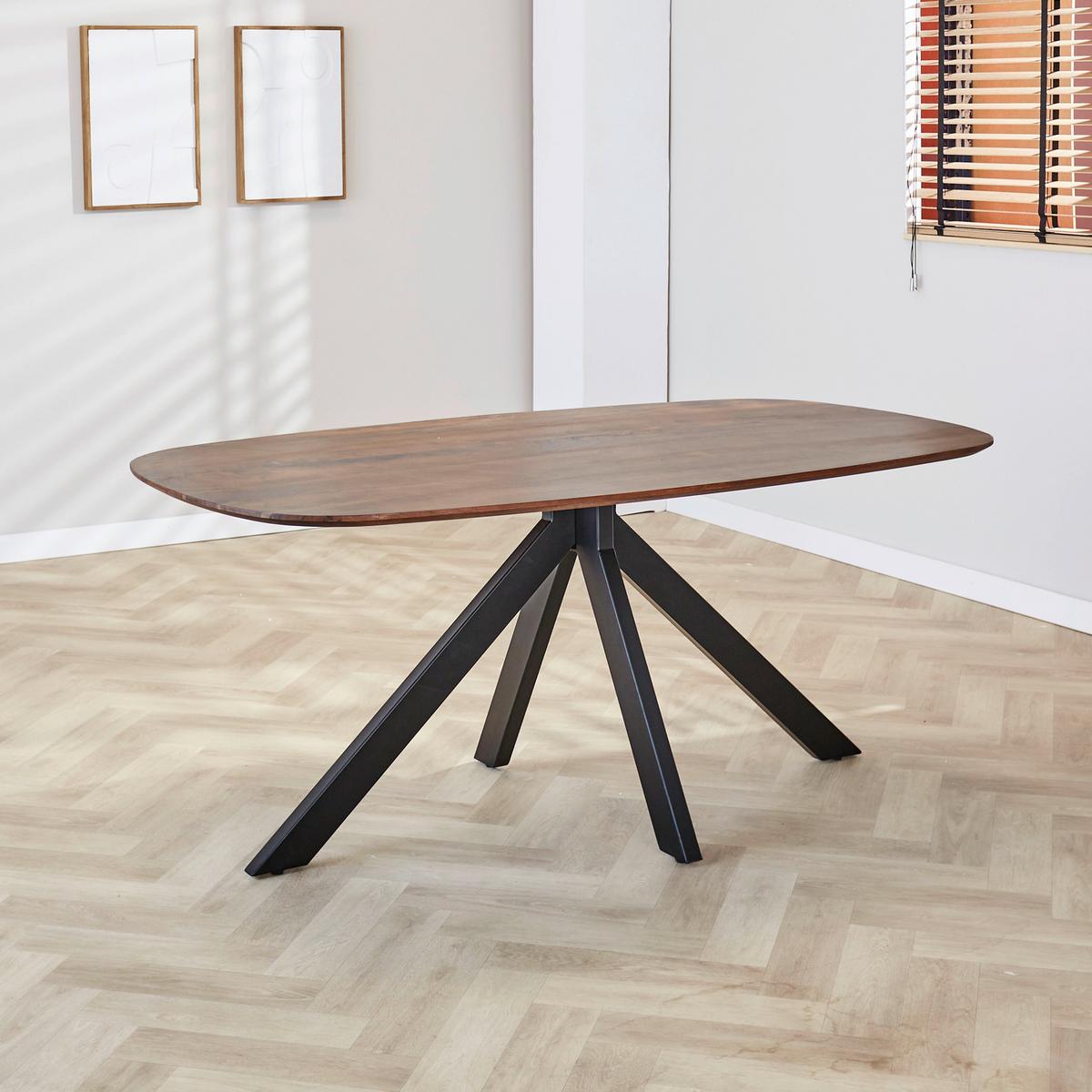 Esstisch Akazie/Schwarz - Schwarz/Braun, Design, Holz/Metall (160/100/76cm) - MID.YOU