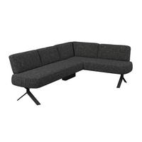 Eckbank dunkelgrau/Metallbeine Ulmo, S:248x176cm - Dunkelgrau/Schwarz, MODERN, Textil/Metall (248/176cm)