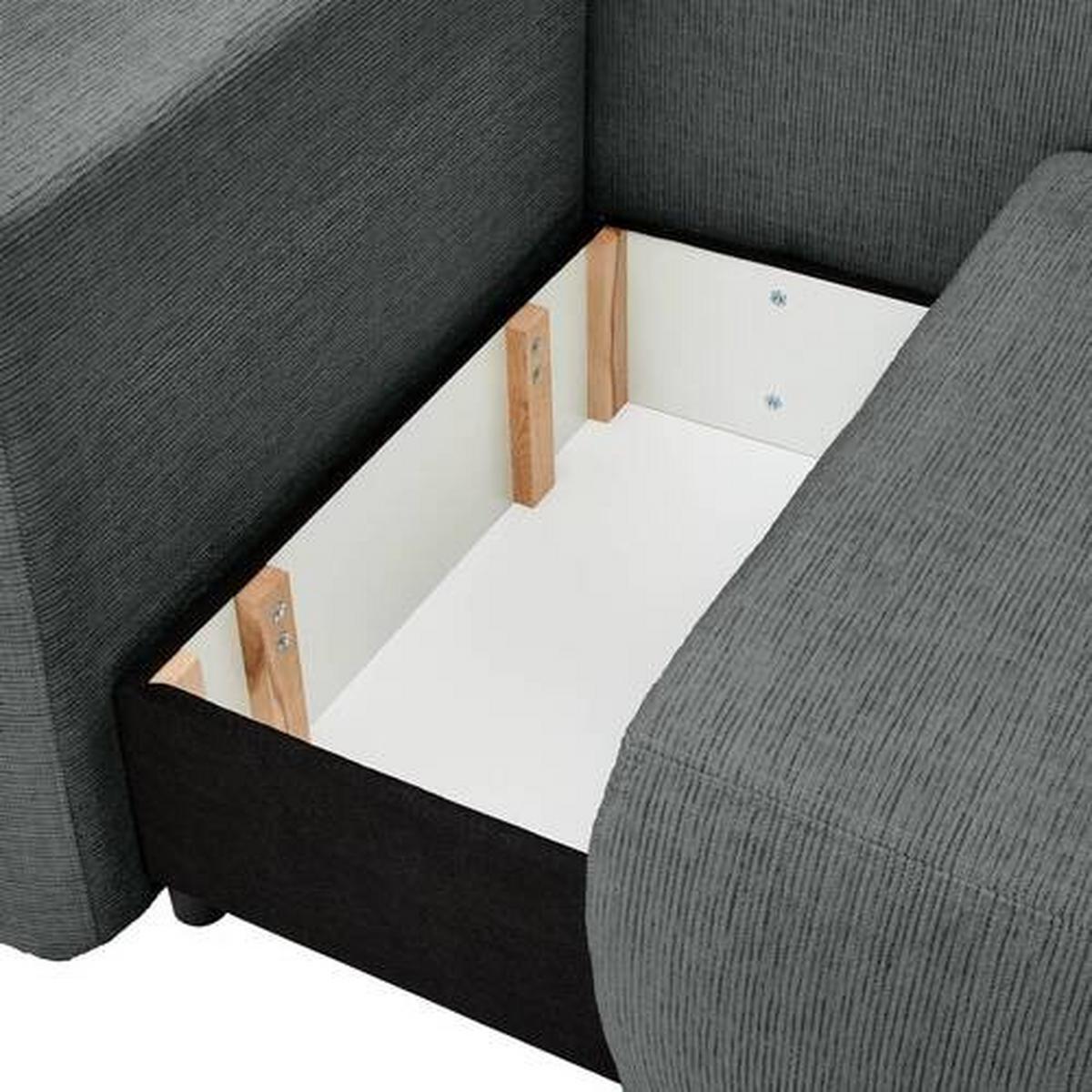Chaiselongue Nello - Schwarz/Grau, KONVENTIONELL, Textil (93/73/171cm) - MID.YOU