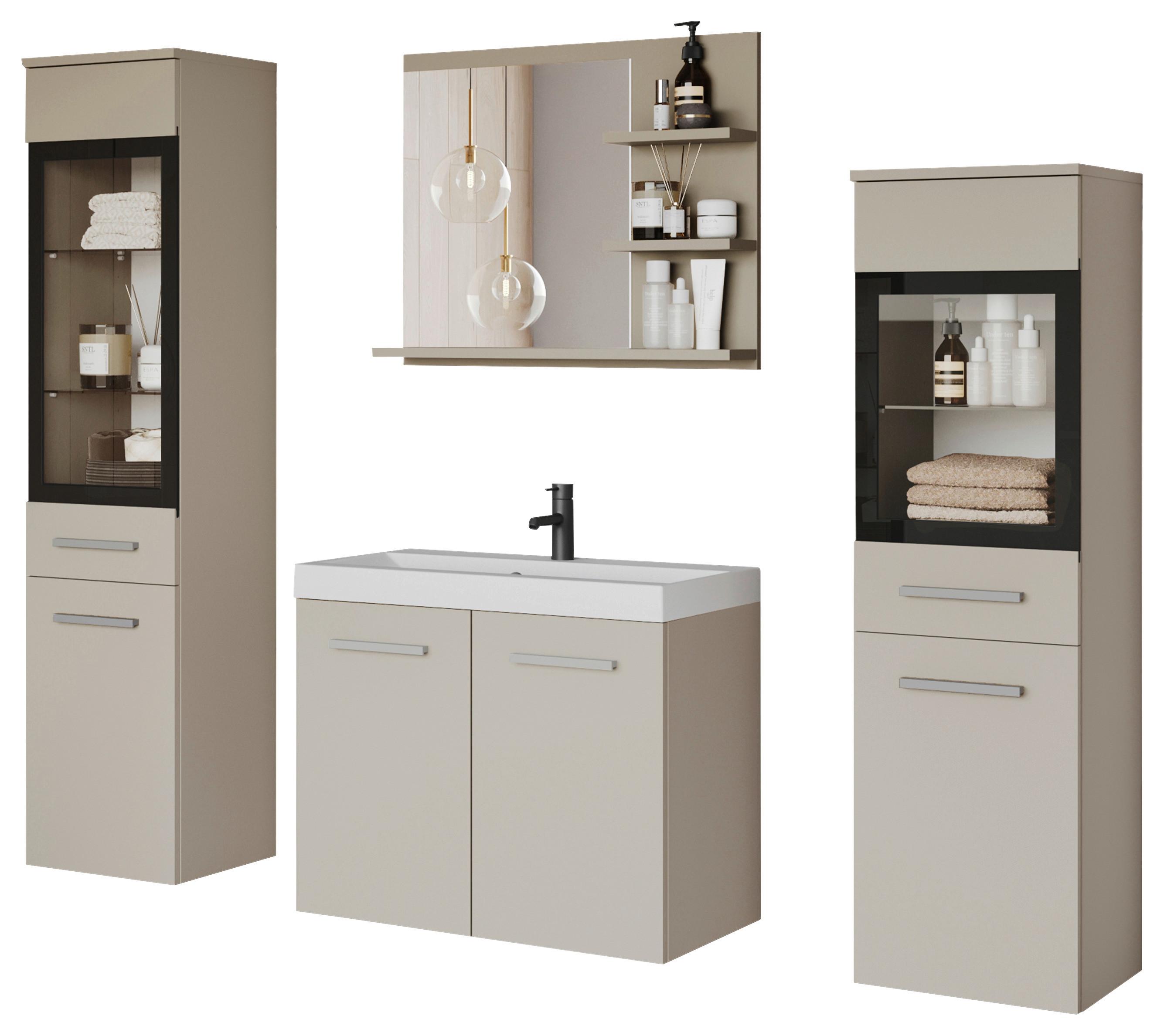 Badezimmer Madrit Set 5-Teilig Kaschmir/Beige B: 120,4 cm - Kaschmir/Beige, LIFESTYLE, Glas/Keramik (120,4/131,5/34,5cm) - P & B