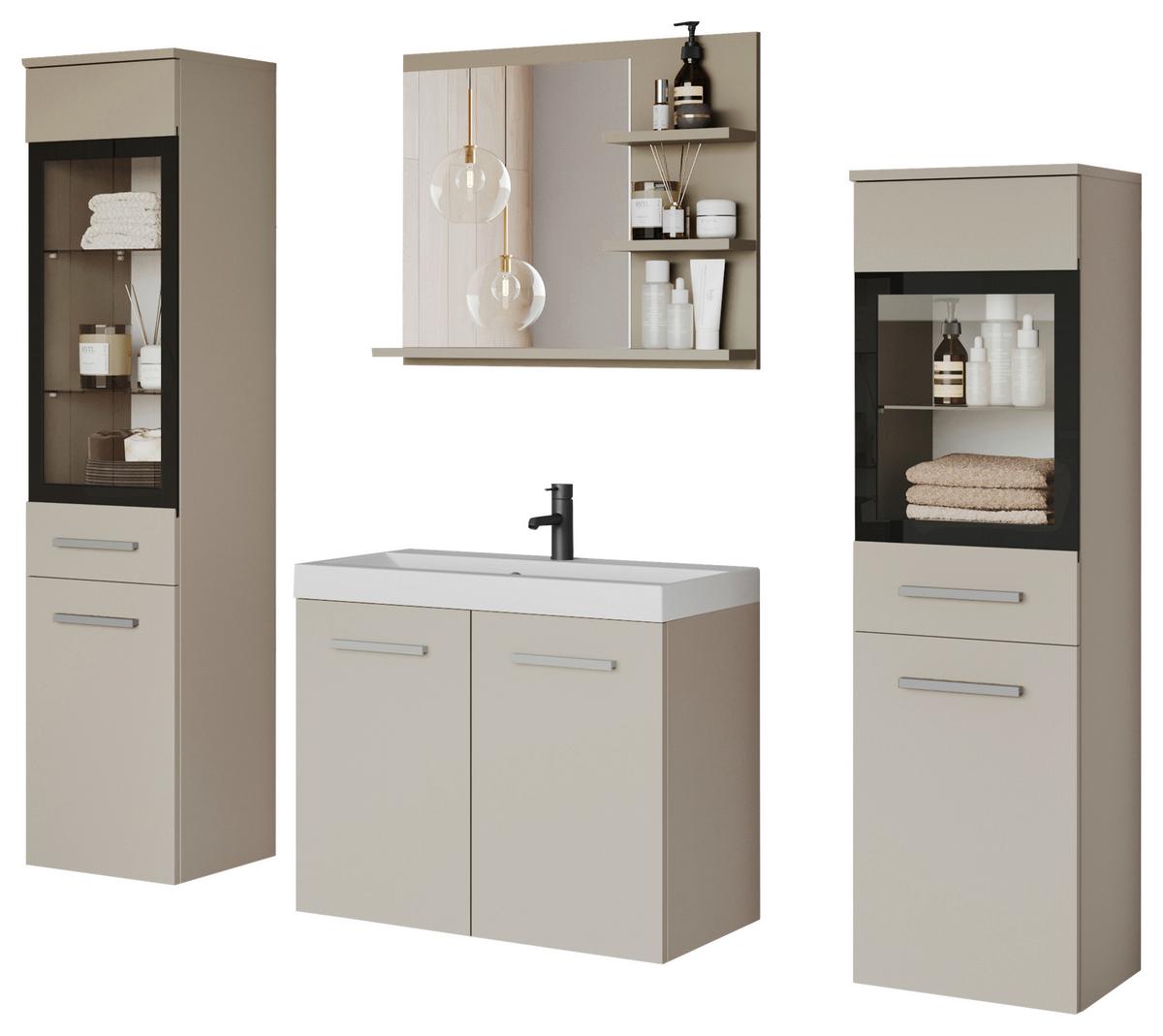 Badezimmer Madrit Set 5-Teilig Kaschmir/Beige B: 120,4 cm - Kaschmir/Beige, LIFESTYLE, Glas/Keramik (120,4/131,5/34,5cm) - P & B