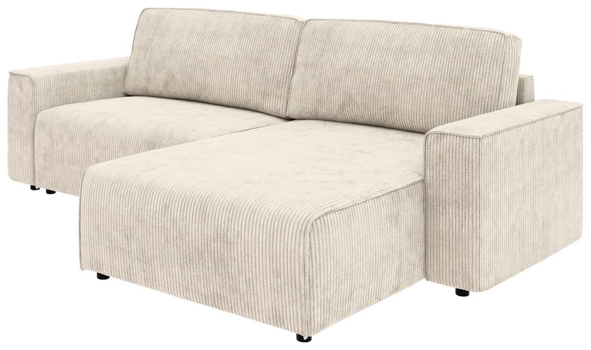 Ecksofa Chance, Creme S:265x164 cm - Creme/Schwarz, MODERN, Textil (265/164cm) - Trendmanufaktur