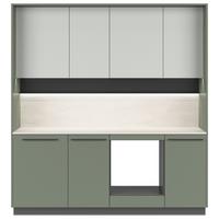 Kuchyňská linka, š.210 cm vr.paspar.a dekor.obkladu - čierna/sivá, Basics, kompozitné drevo/plast (210cm) - Visiona