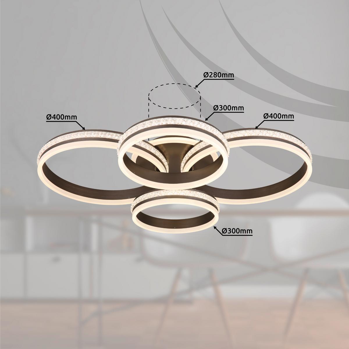 Led Mennyezeti Lámpa 67314-90 - titánszürke/opál, Design, műanyag/fém (85/68,5/15cm) - Globo