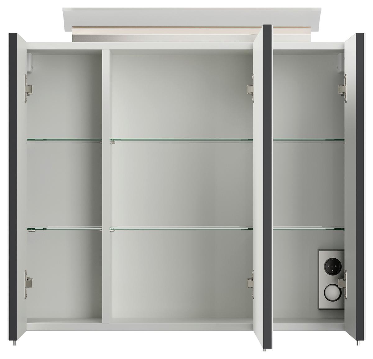 Spiegelschrank Graphitfarben B: 75 cm - Graphitfarben, MODERN, Glas/Holzwerkstoff (75/62/17cm) - MID.YOU