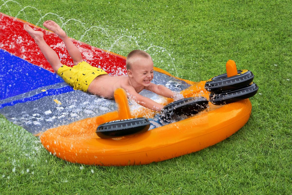 Wasserrutsche Splashy Speedway L: 488 cm - Blau/Rot, Basics, Kunststoff (1/488cm) - Bestway