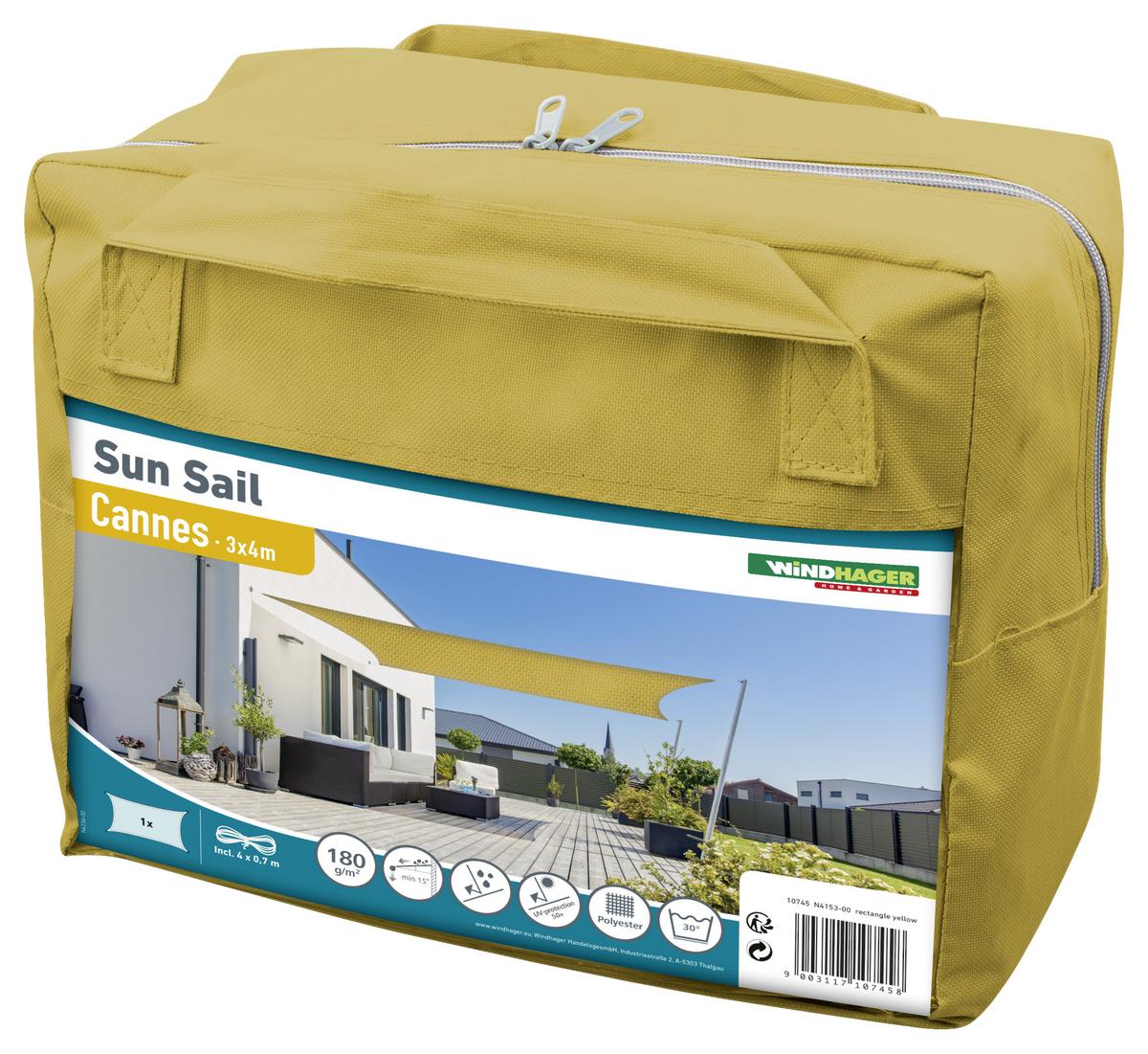 Sonnensegel Rechteck 3x4 M - Gelb, Basics (300/400cm)