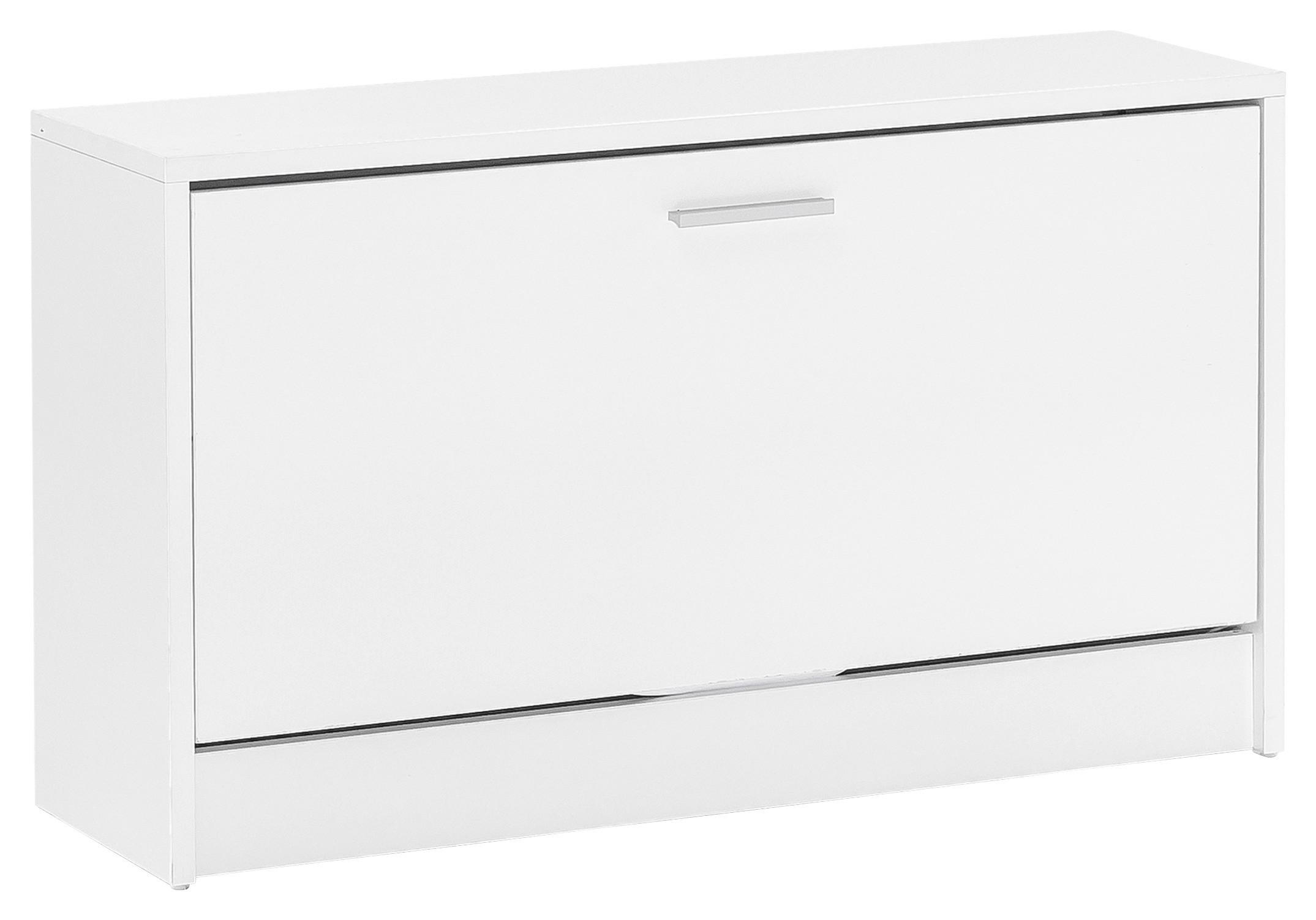 Vyklápěcí botník Zoey bílý - bílá/barvy stříbra, Konvenční, kov/kompozitní dřevo (80/47/24cm) - MID.YOU