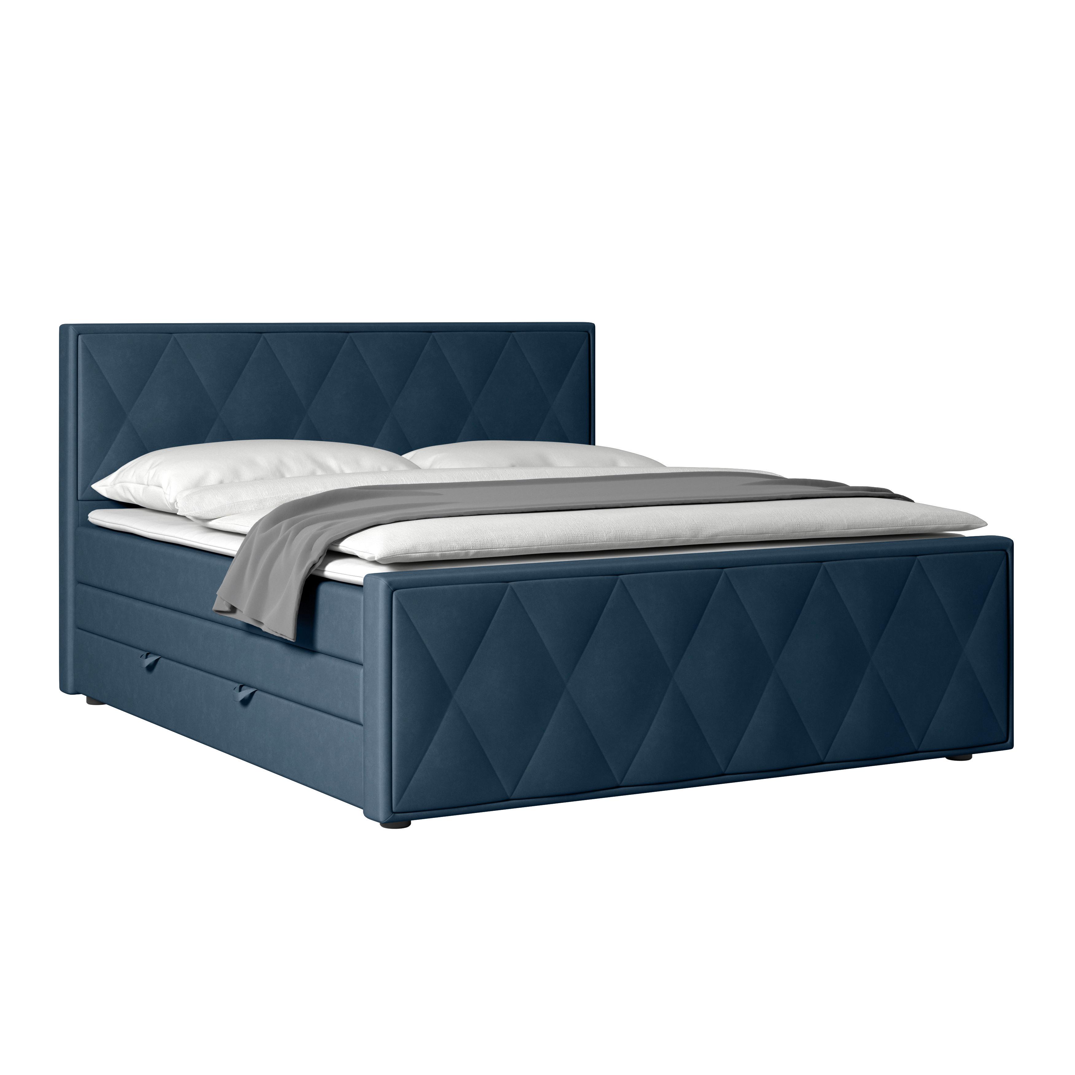 Boxspringbett Porto 180x200 Cm Blau - Blau, MODERN, Holz/Kunststoff (180/200cm) - MID.YOU