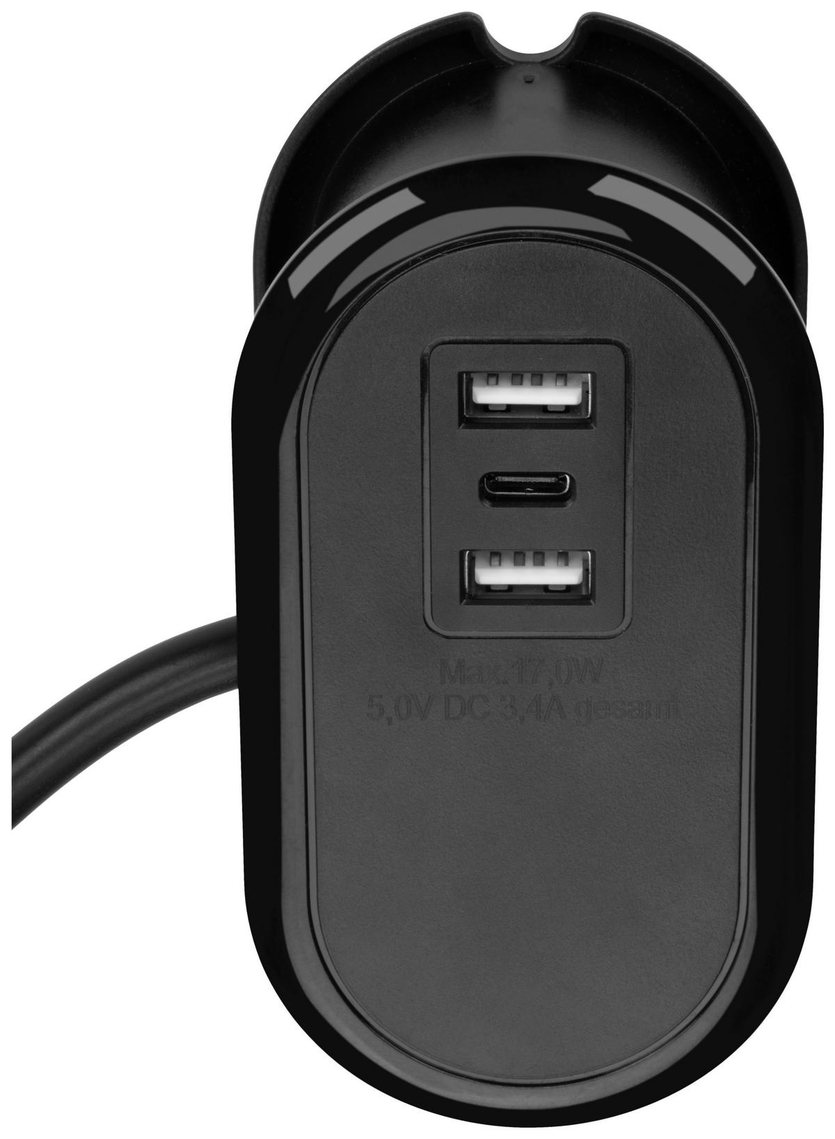 VÍCEFUNKČNÍ ZÁSTRČKA OKU - černá, Konvenční, kov/plast (11,4/6,1/5cm) - Mömax