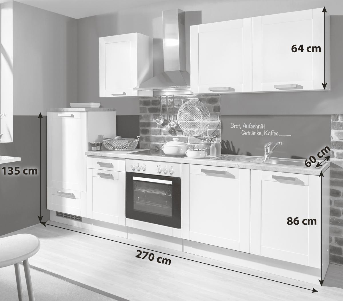 Küchenblock White-Premium - Eichefarben/Weiß, KONVENTIONELL, Holzwerkstoff (270cm) - Menke