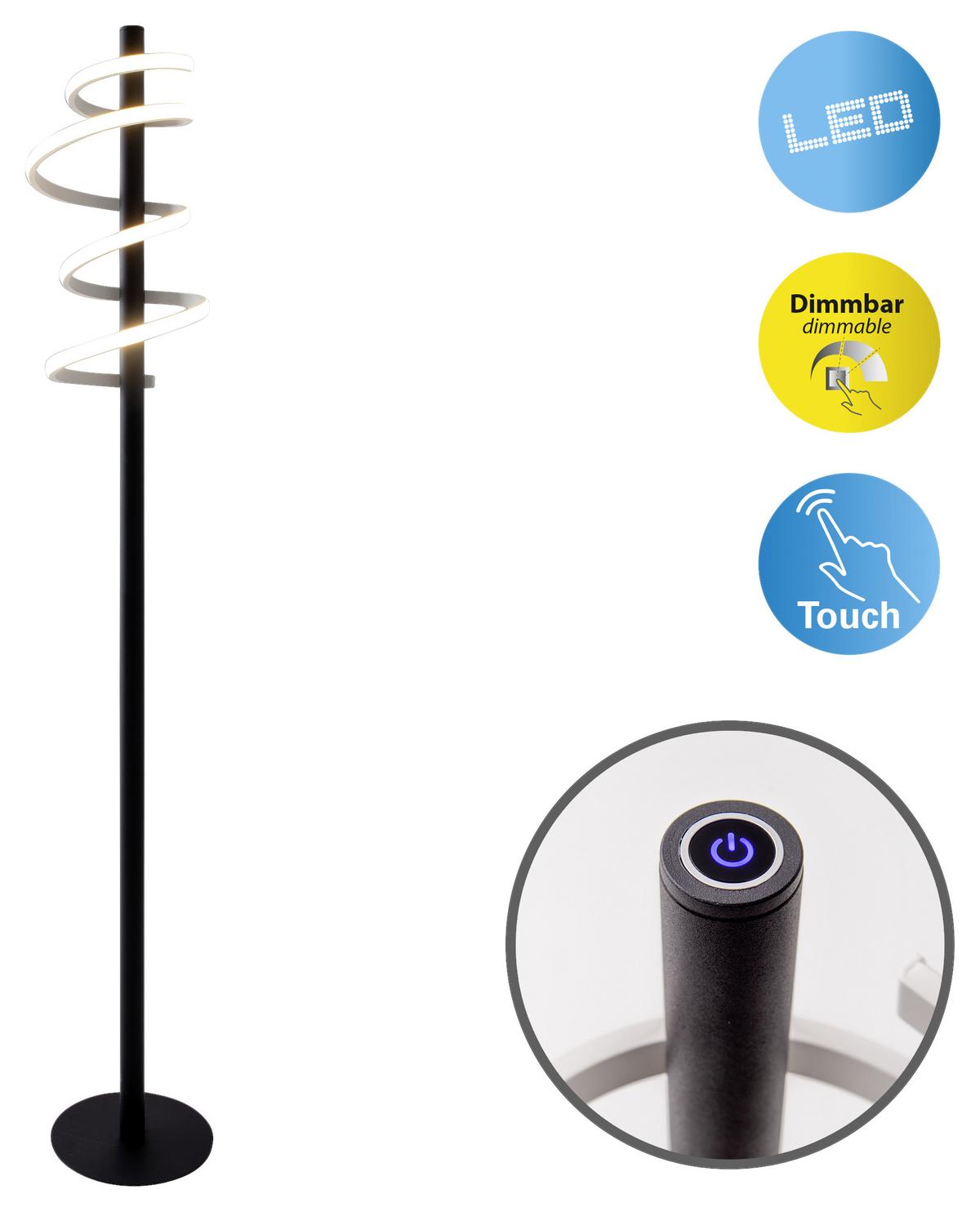 LED-Stehlampe Belleza dimmbar Weiß/Chromfarben/Schwarz - Chromfarben/Schwarz, Design, Kunststoff/Metall (21/140cm) - Näve