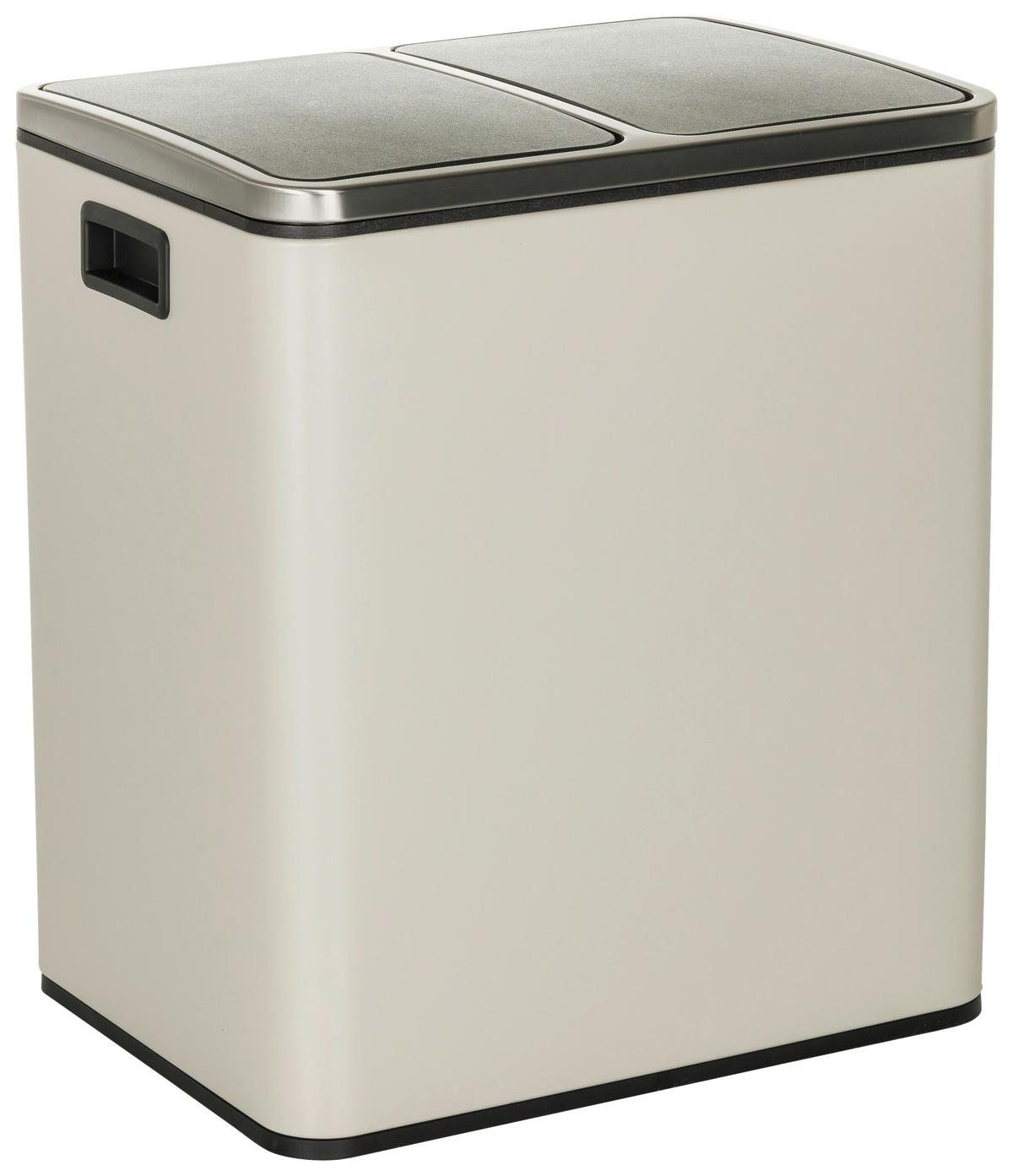 Abfallsammler Clean Ix Schwarz B: 41,5 cm - Beige/Schwarz, MODERN, Kunststoff/Metall (41,5/48/32cm) - MID.YOU