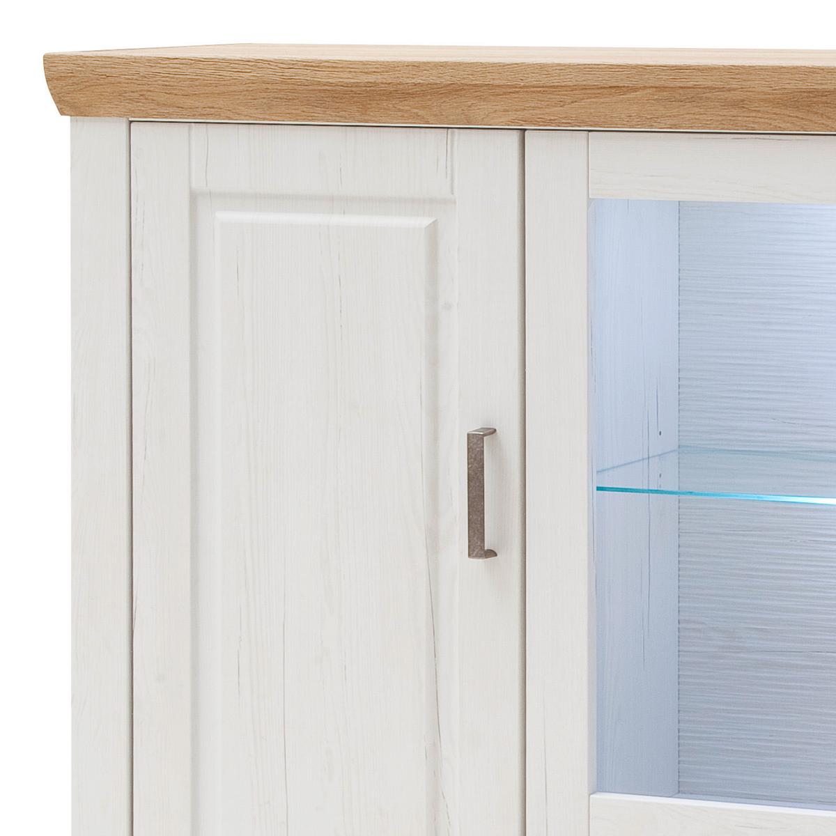 Highboard B: 163 cm Brixen Pinienfarben - Eichefarben/Pinienfarben, Design, Glas/Holzwerkstoff (163/142/40cm) - Livetastic