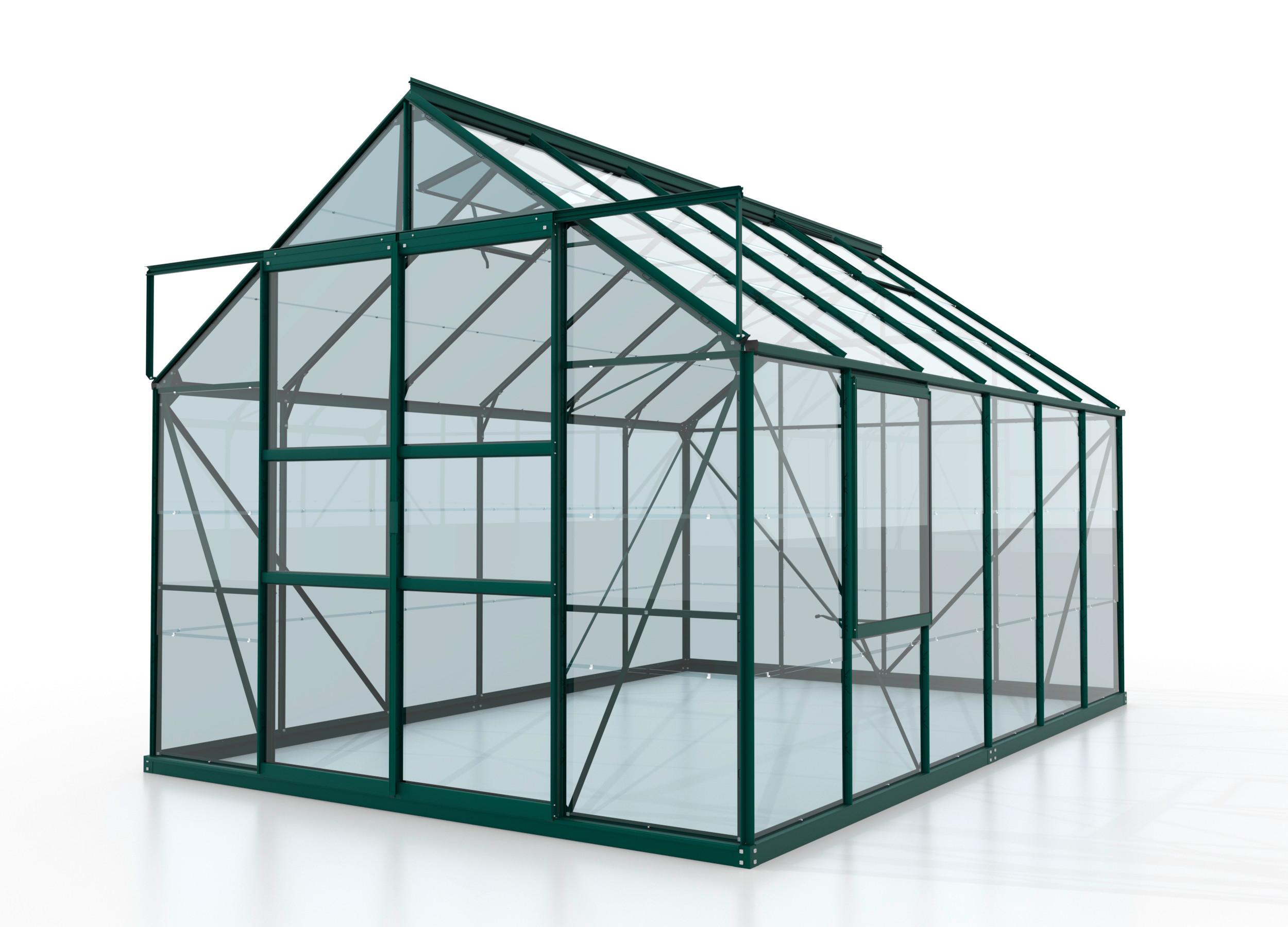Gewächshausbausatz Meridian 2 9900 9,9 M2 Metall/Glas - Grün, Basics, Glas/Metall (257/231,8/383cm)