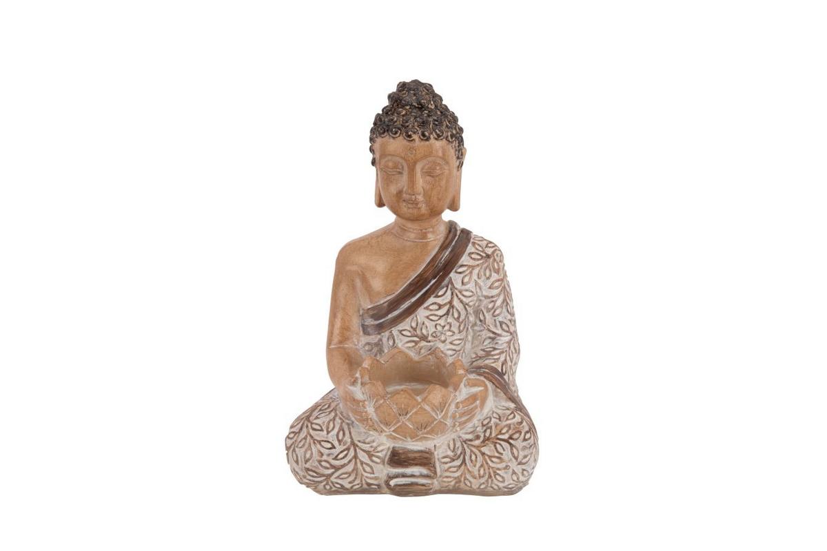 Buddha Simba - Braun/Weiß, LIFESTYLE, Kunststoff (14,5/12/22,5cm) - Luca Bessoni