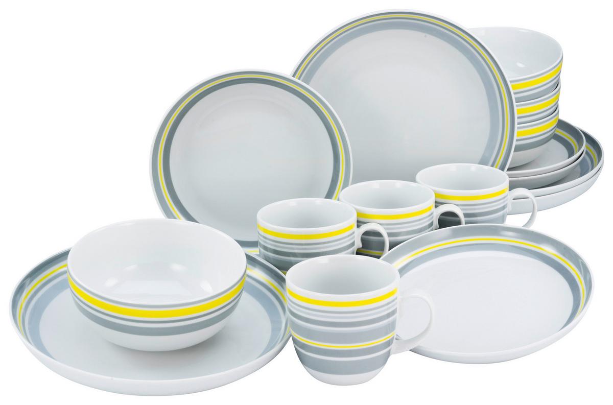 Kombinovaný servis AllRound Trend Line, 10 dielny - žltá/sivá, Trend, keramika (37,5/23/30,5cm) - Creatable