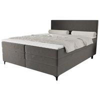 Boxspringbett Taro mit Topper 180x200 cm Grau - Schwarz/Grau, KONVENTIONELL, Textil/Metall (180/200cm)
