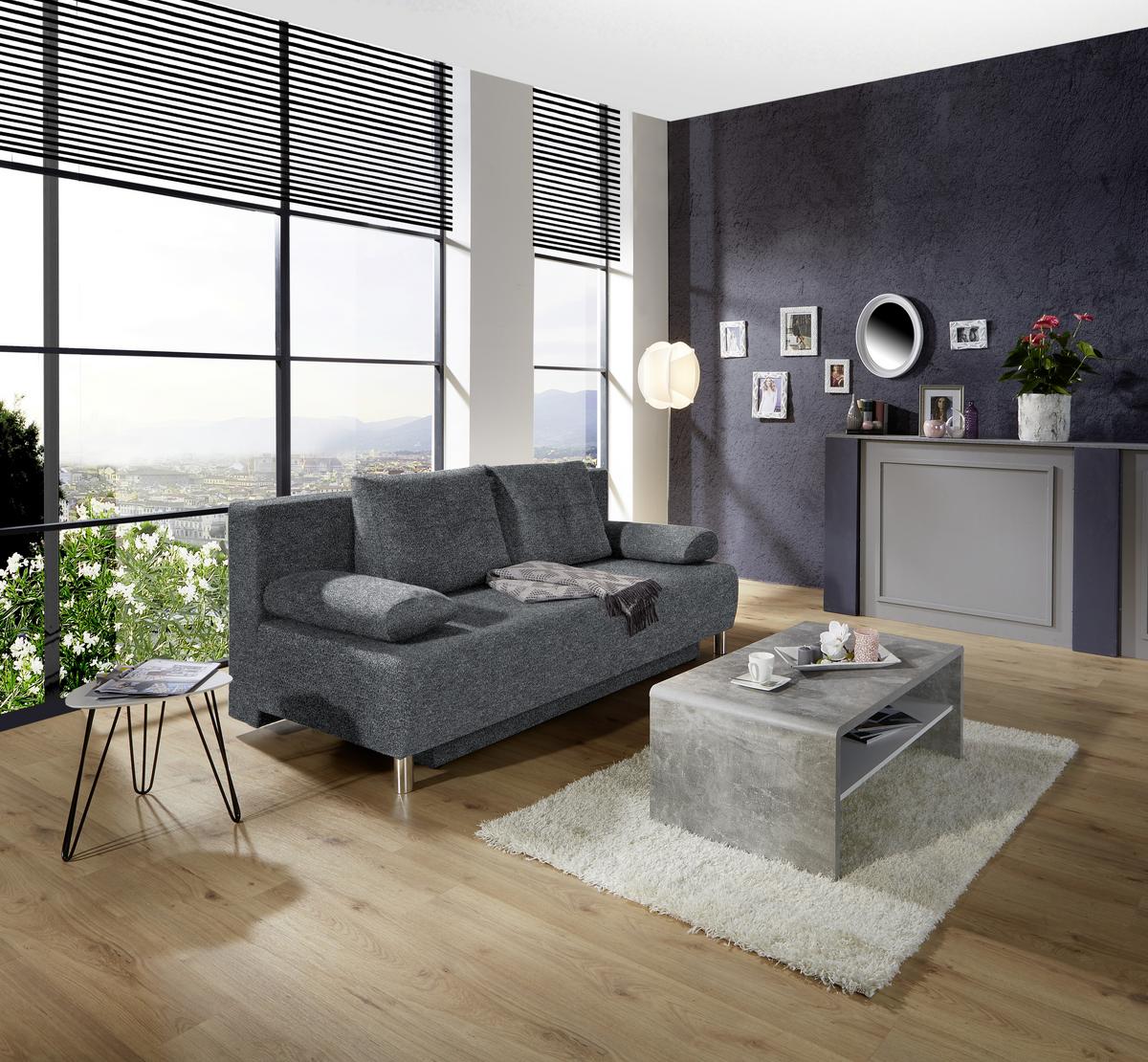 POHOVKA BOXSPRING INES - antracitová/chrómová, Modern, drevo/textil (203/96/102cm) - Luca Bessoni