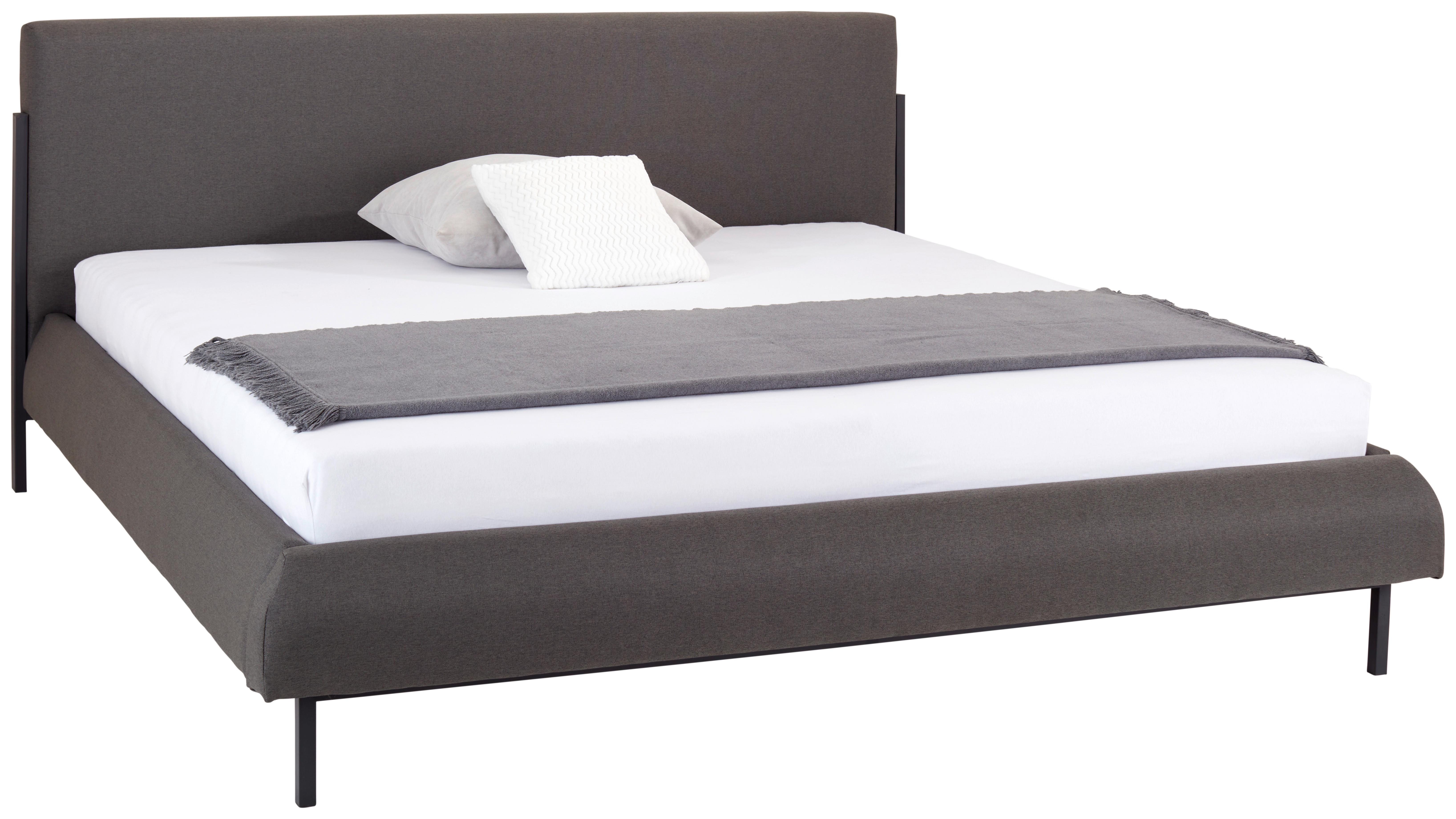 Nízka čalúnená posteľ SANDY, 180x200, tmavosivá - čierna/tmavosivá, Modern, kov/drevo (180/200cm) - Livetastic