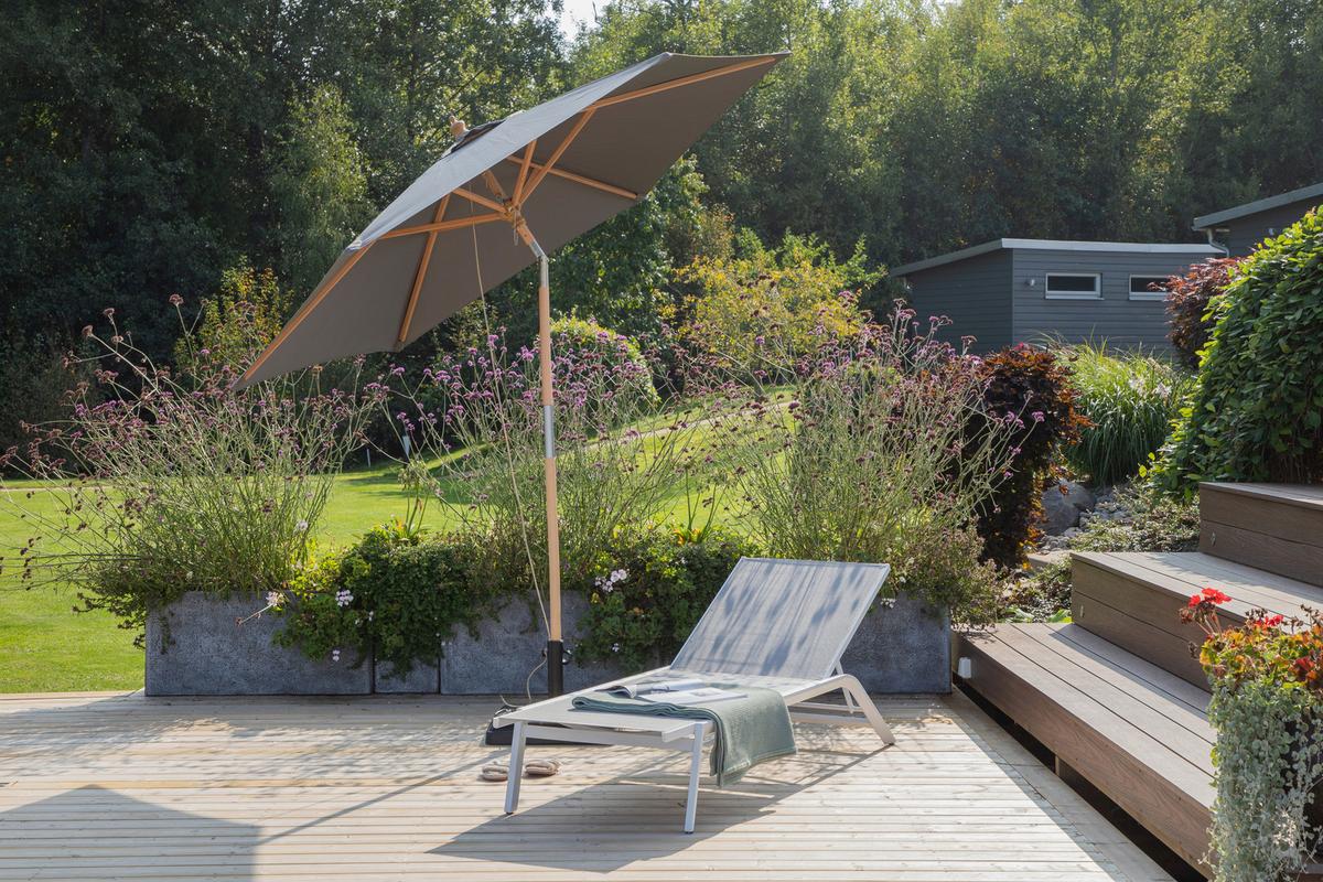 Sonnenschirm Corypho - Grau, KONVENTIONELL (250/232cm) - Gardenson