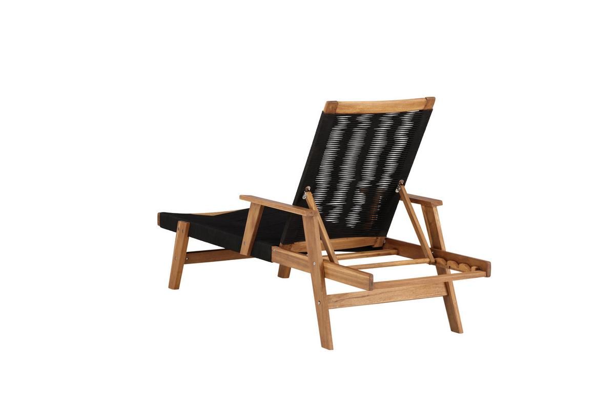 Sonnenliege Little John Akazienholz Verstellbar - Schwarz/Akaziefarben, KONVENTIONELL, Holz (73/35/200cm) - Gardenson