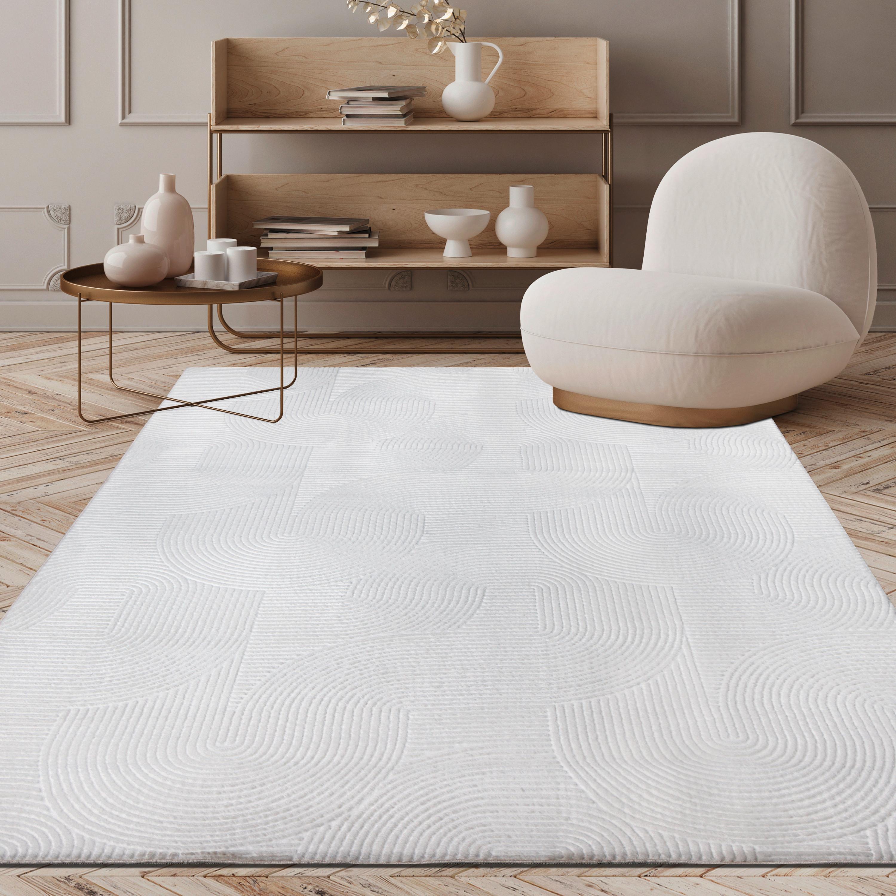 Webteppich Stilo - Weiß, KONVENTIONELL, Textil (80/300cm)