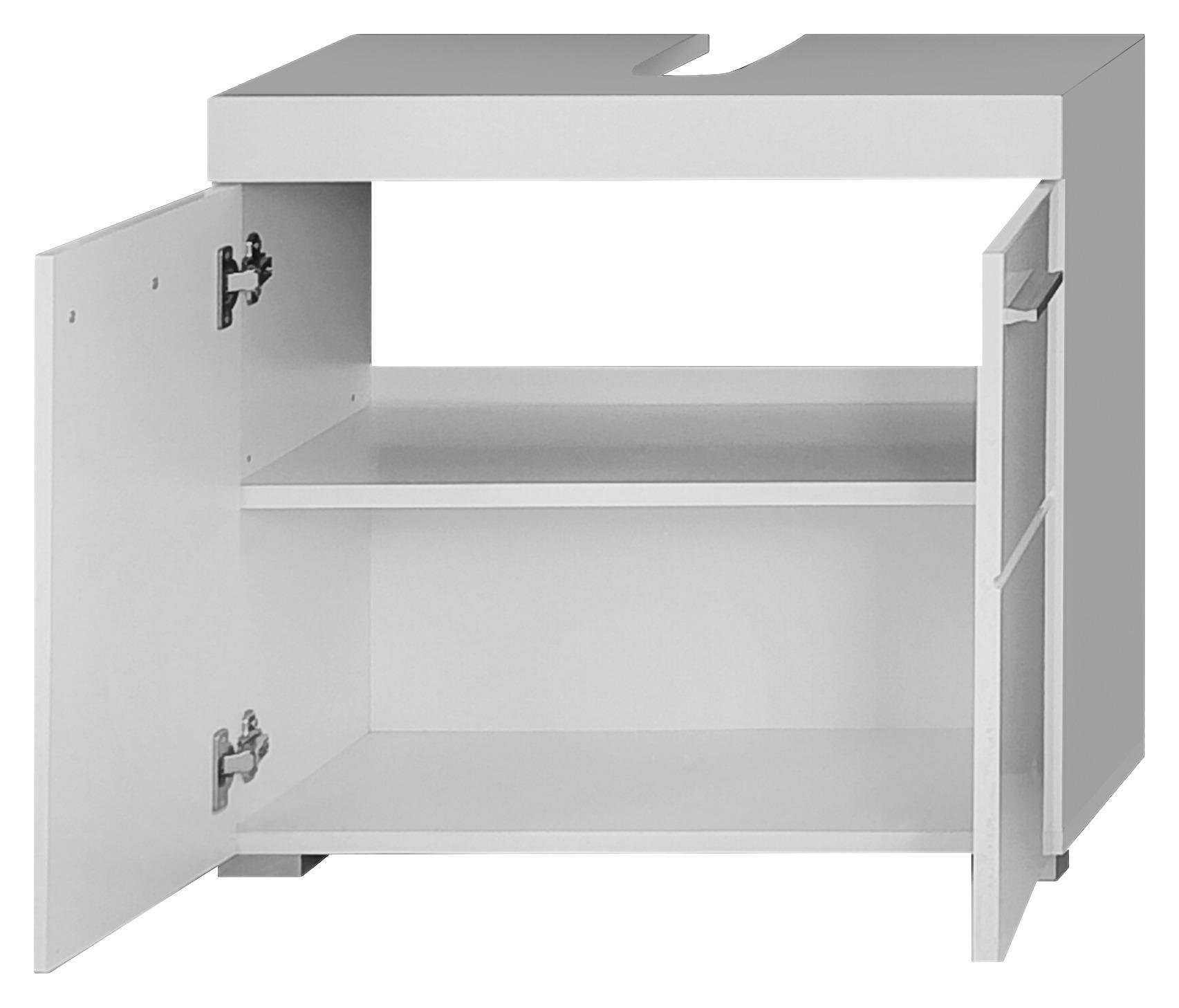 Waschbeckenunterschrank Amanda B: 60 cm Weiss - Silberfarben/Weiß, MODERN, Holzwerkstoff (60/56/34cm) - MID.YOU