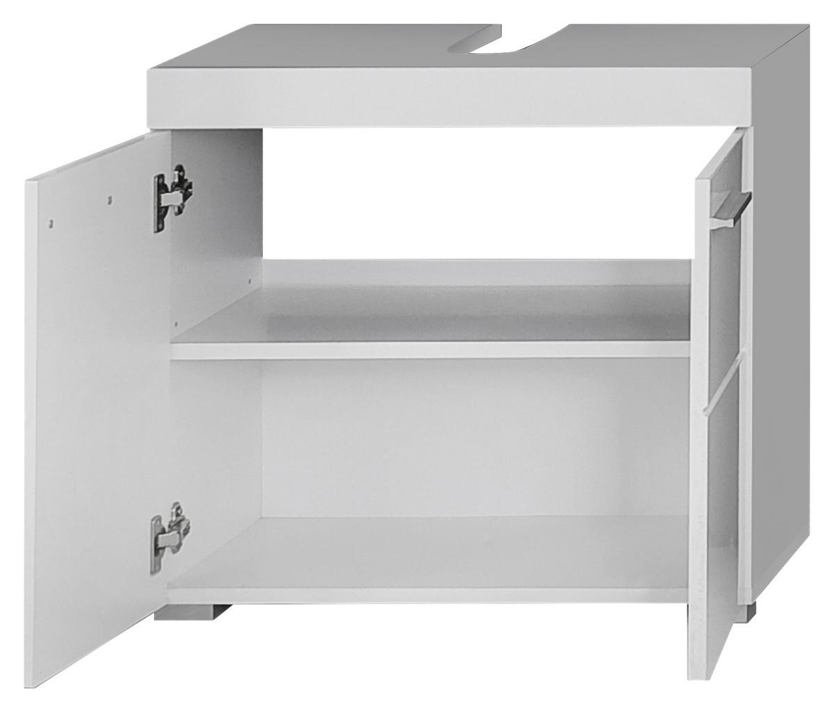 Waschbeckenunterschrank Amanda B: 60 cm Weiss - Silberfarben/Weiß, MODERN, Holzwerkstoff (60/56/34cm) - MID.YOU