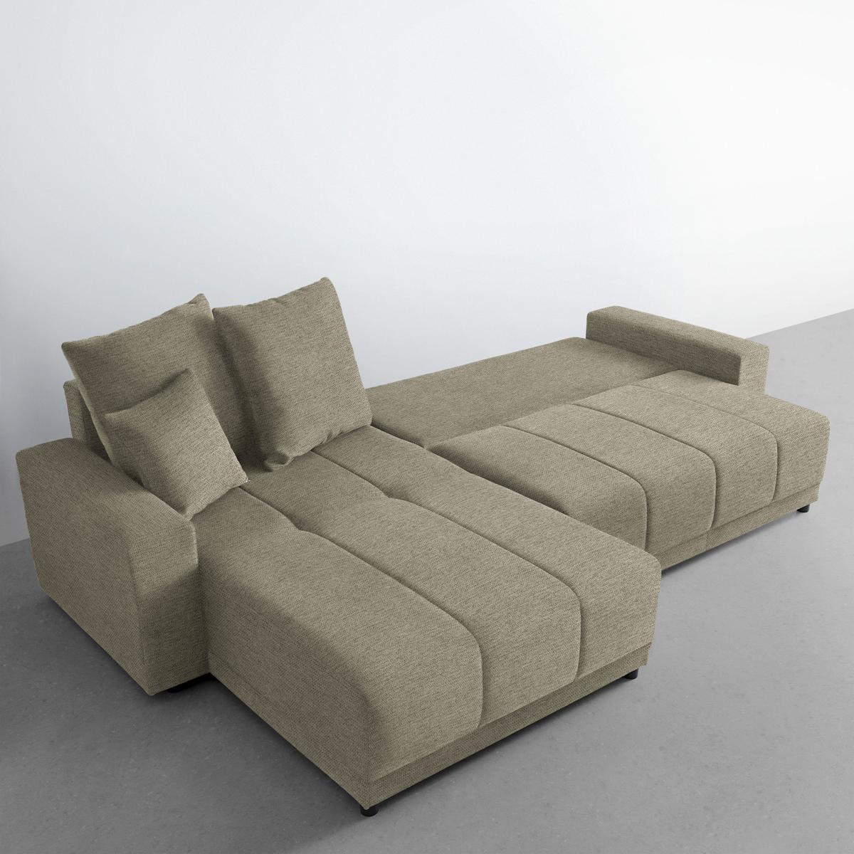 Rohová sedačka ALATRI, obojstr.,sivobéžová,s vankúšmi - čierna/zelená, Modern, textil/plast (289/90/176cm) - Based
