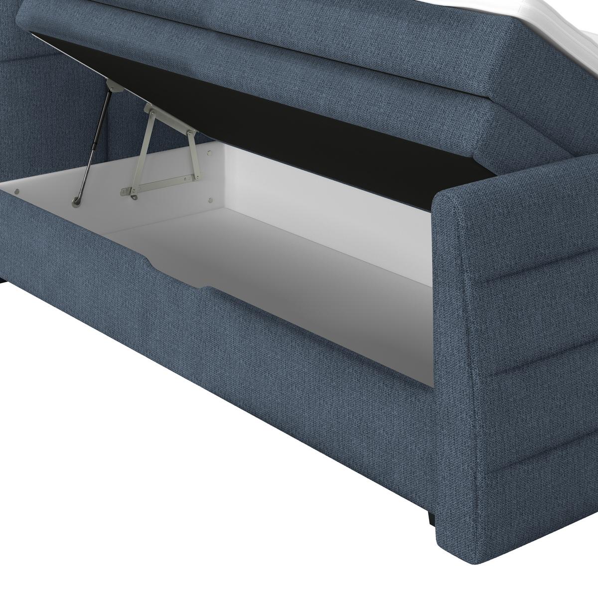 Boxspringbett Libra - Schwarz/Dunkelblau, KONVENTIONELL, Textil (180/200cm)