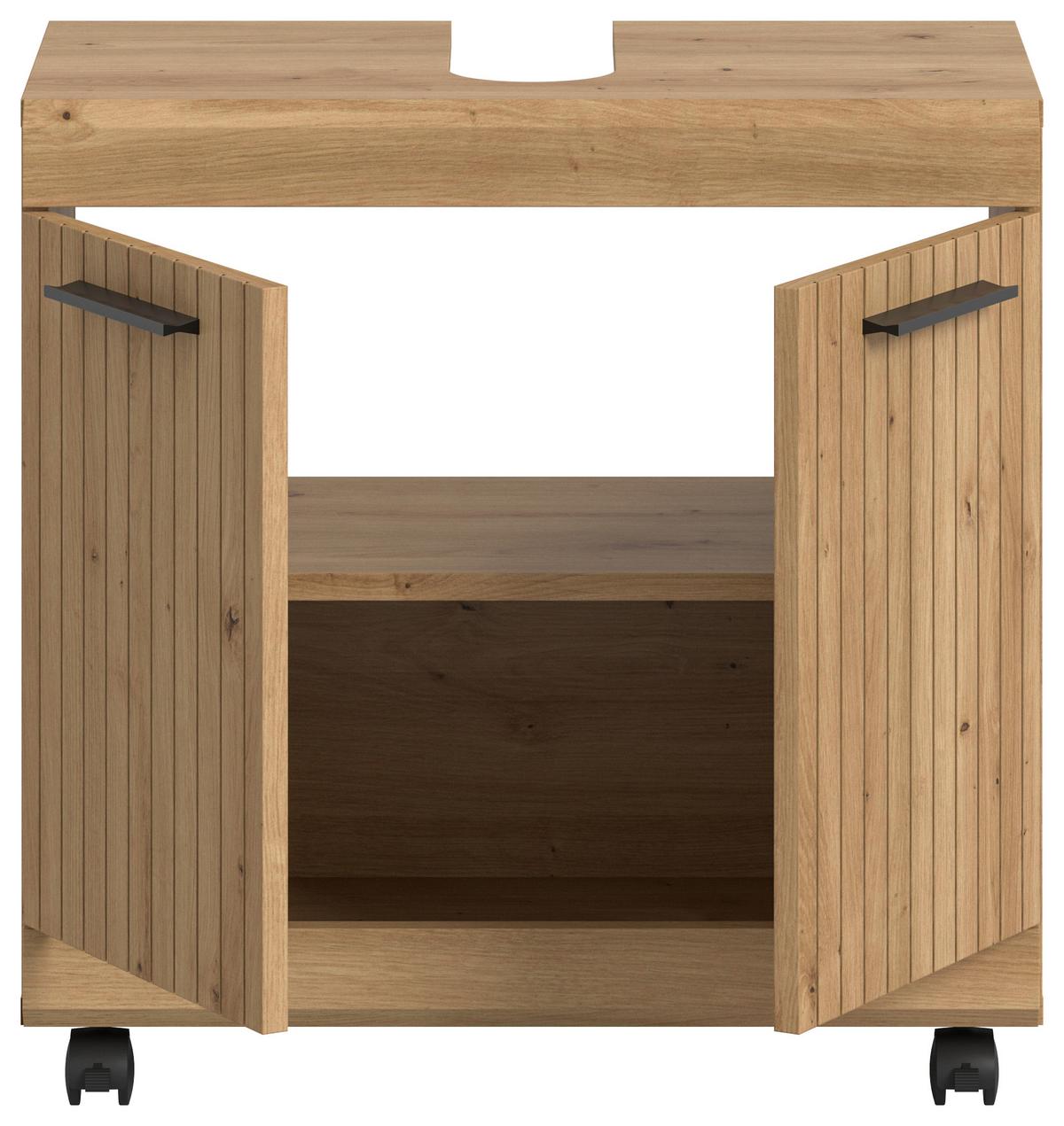 Waschbeckenunterschrank Scout Eiche Artisan Dekor B: 60cm - Schwarz/Eiche Artisan, Trend, Holzwerkstoff (60/60/34cm) - MID.YOU