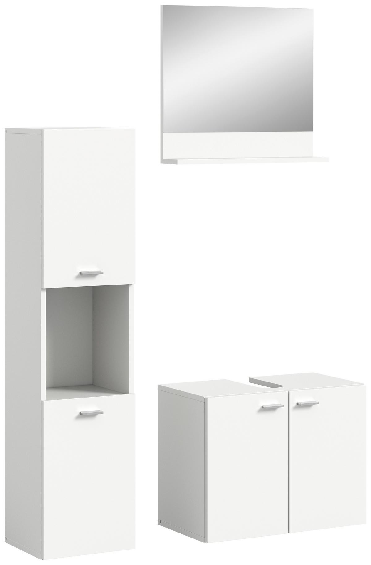 Badezimmer Boston Weiß B: 87 cm - Silberfarben/Weiß, MODERN, Glas/Holzwerkstoff (87cm) - MID.YOU