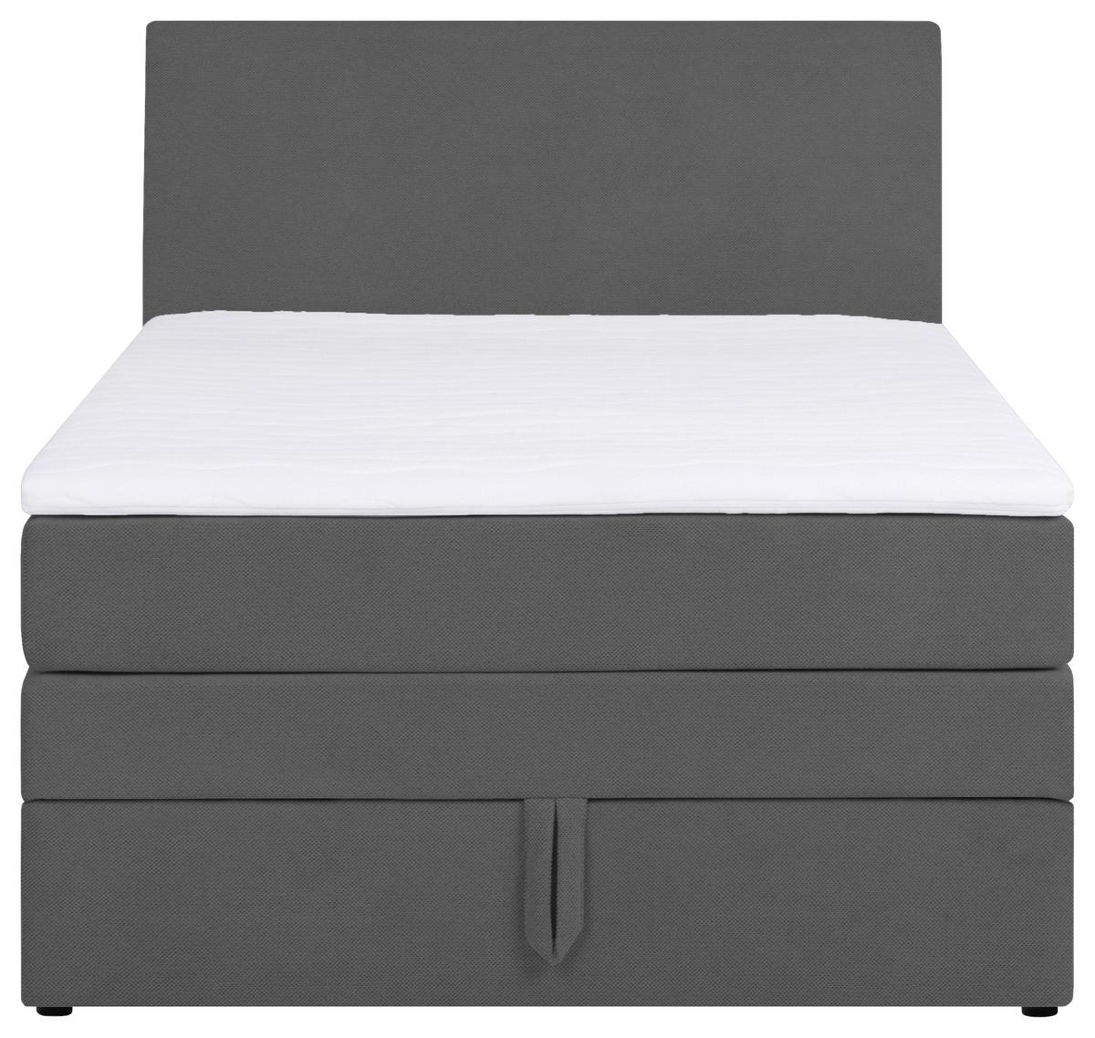 Boxspringbett mit Topper & Bettkasten 120x200 Wickie - Schwarz/Grau, KONVENTIONELL, Holz/Textil (120/200cm)